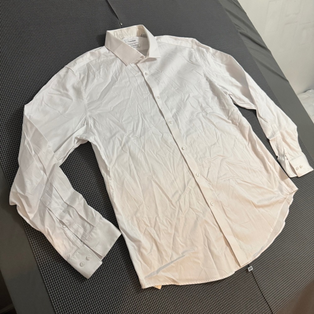 Calvin Klein Infinite Wrinkle Free Slim Fit White Dress Shirt 17.5 34/35 XL